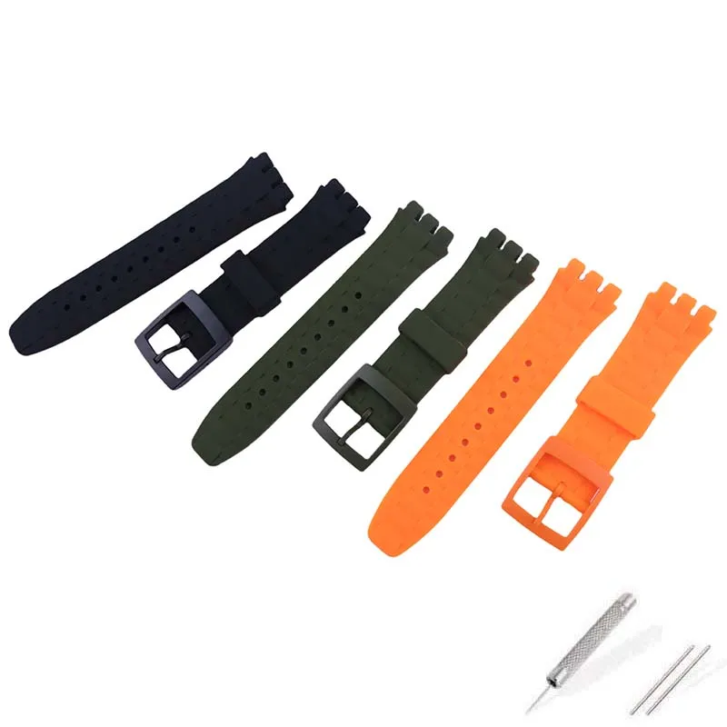 Men's silicone watch band accessories compatible for Swatch Diving suuk400 suuw100 watch strap women's sports wristband 21mm