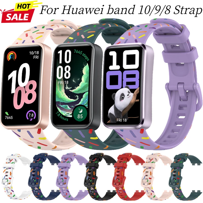 Soft Printed Silicone Strap For Huawei Band 10 Sports Smartwatch Comfortable Bracelet Belt For Huawei band 9/8 Correa Accessory