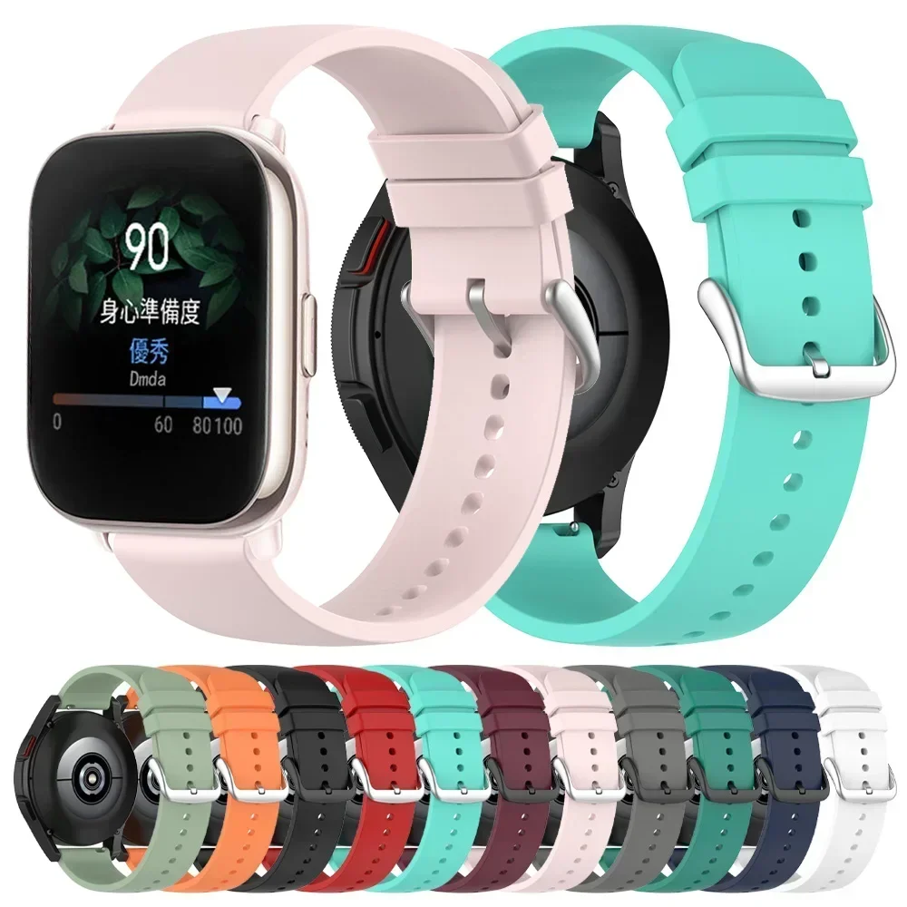 Silicone Sports Soft Strap For Huami AMAZFIT GTR 4 3 Pro 47mm Strap AMAZFIT GTS 4 3 2e BIP 5 Bracelet 20mm 22mm Belt Wristbands