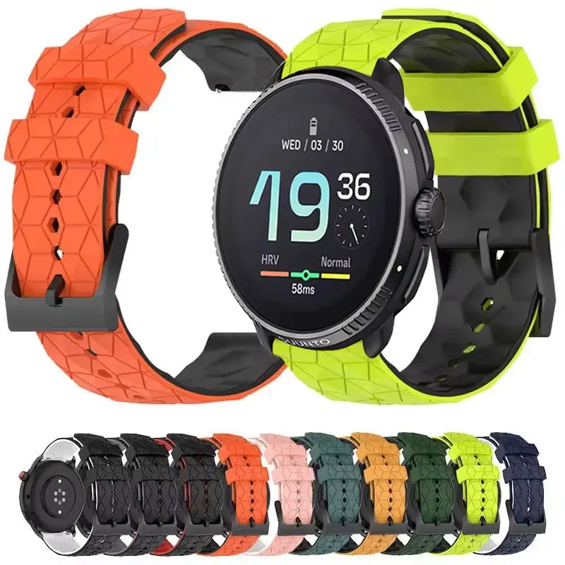 Silicon Strap For SUUNTO Run/RACE/Race S Band VERTICAL/Ocean/5 9 PEAK/3 Fitness Sport 20mm 22mm Football pattern Wristband