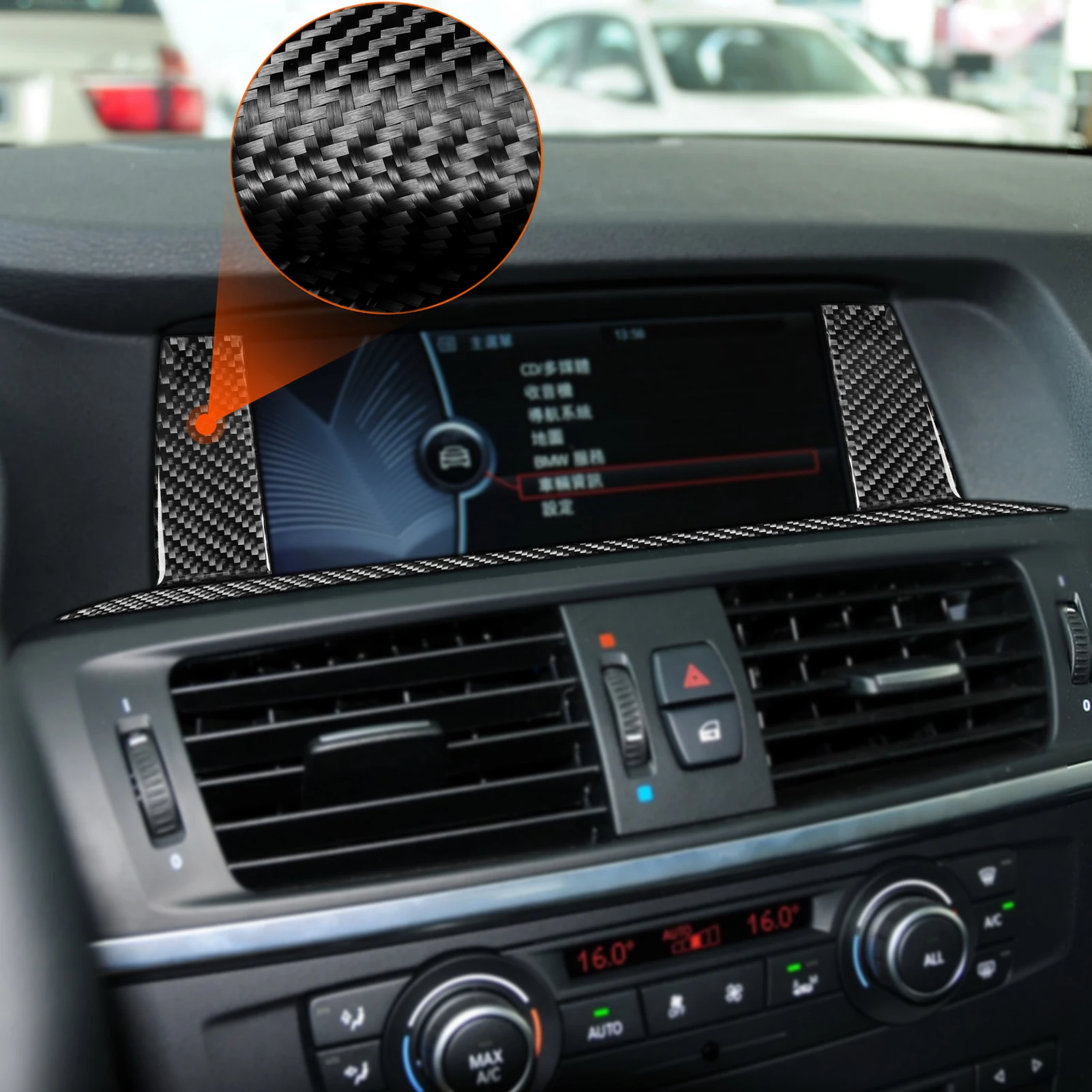 For BMW X3 F25 X4 F26 2011-2017 Central Display Side & Lower Trim Set Carbon Fiber Sticker Interior Car Interior Accessories