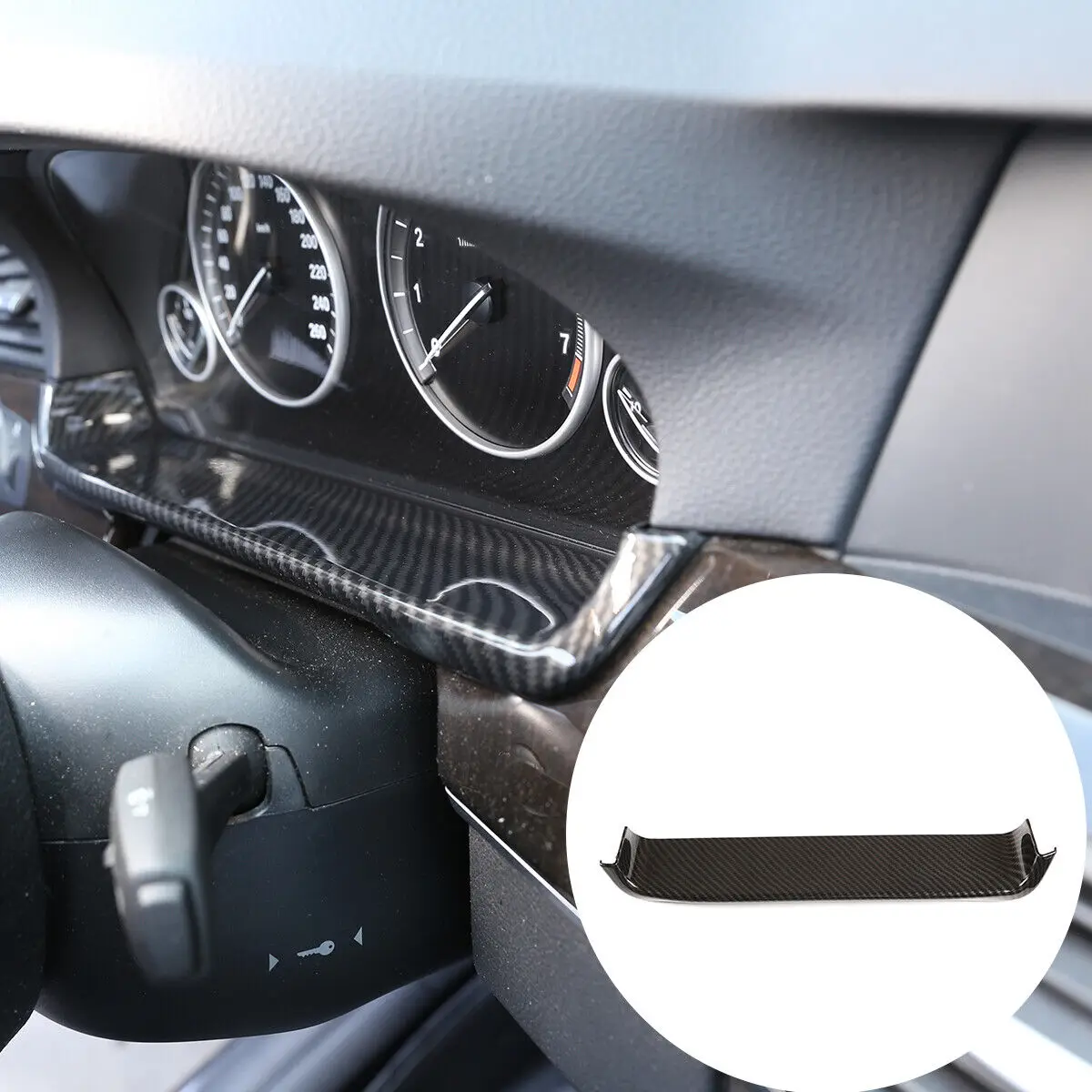 Car Accessories Carbon Style Steering Wheel Dashboard Speedmeter Display Decorate Frame Cover Trim For BMW 5 Series F10 2011-17