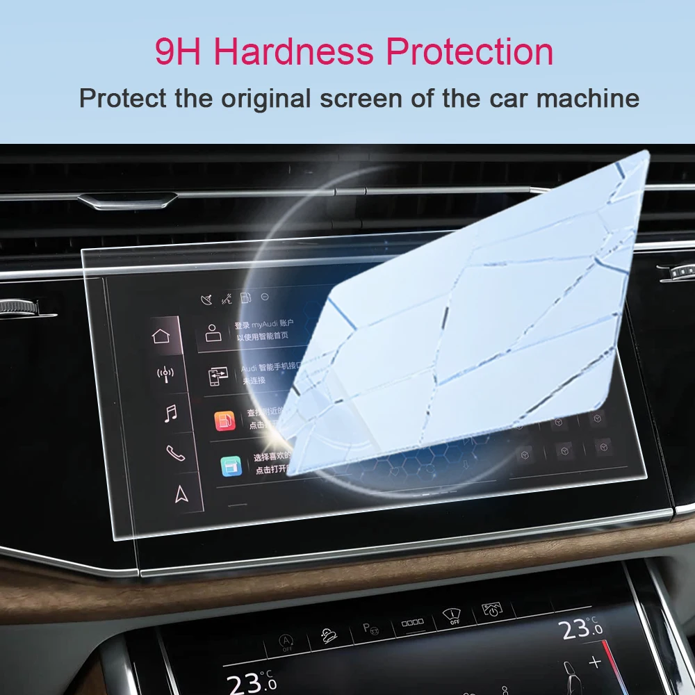 Car center console GPS LCD screen protective film Tempered glass film Anti fingerprint scratch resistant For Audi Q7/Q8 2019-26