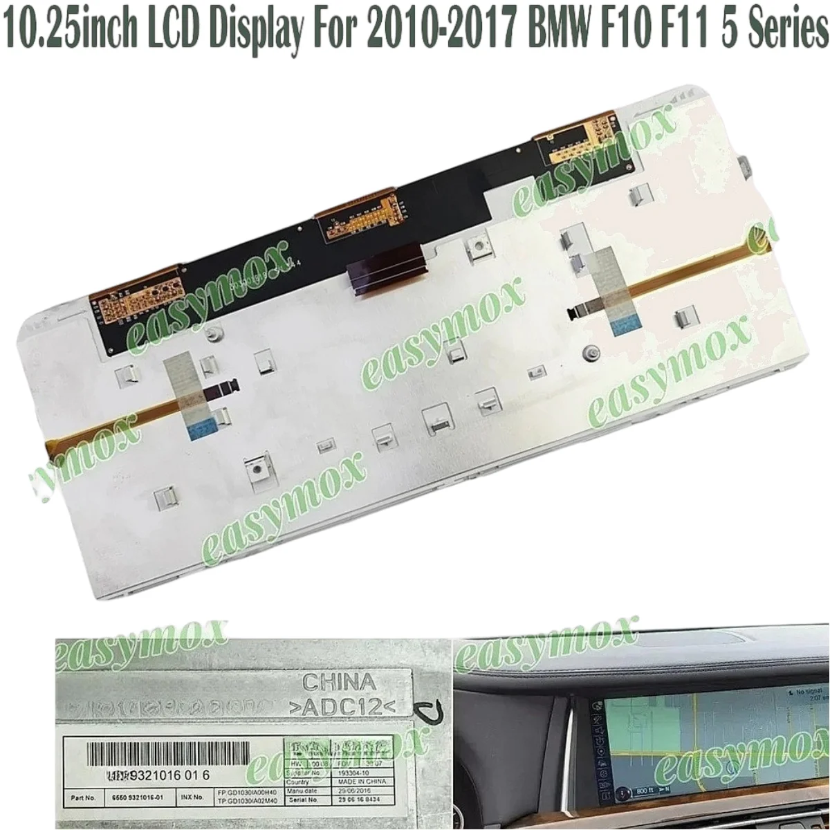 10.25 Inch LCD Display for BMW 5 Series F10 F11 2010-2017 NBT EVO Car Navigation Screen Replacement Repair 9321016 01 6