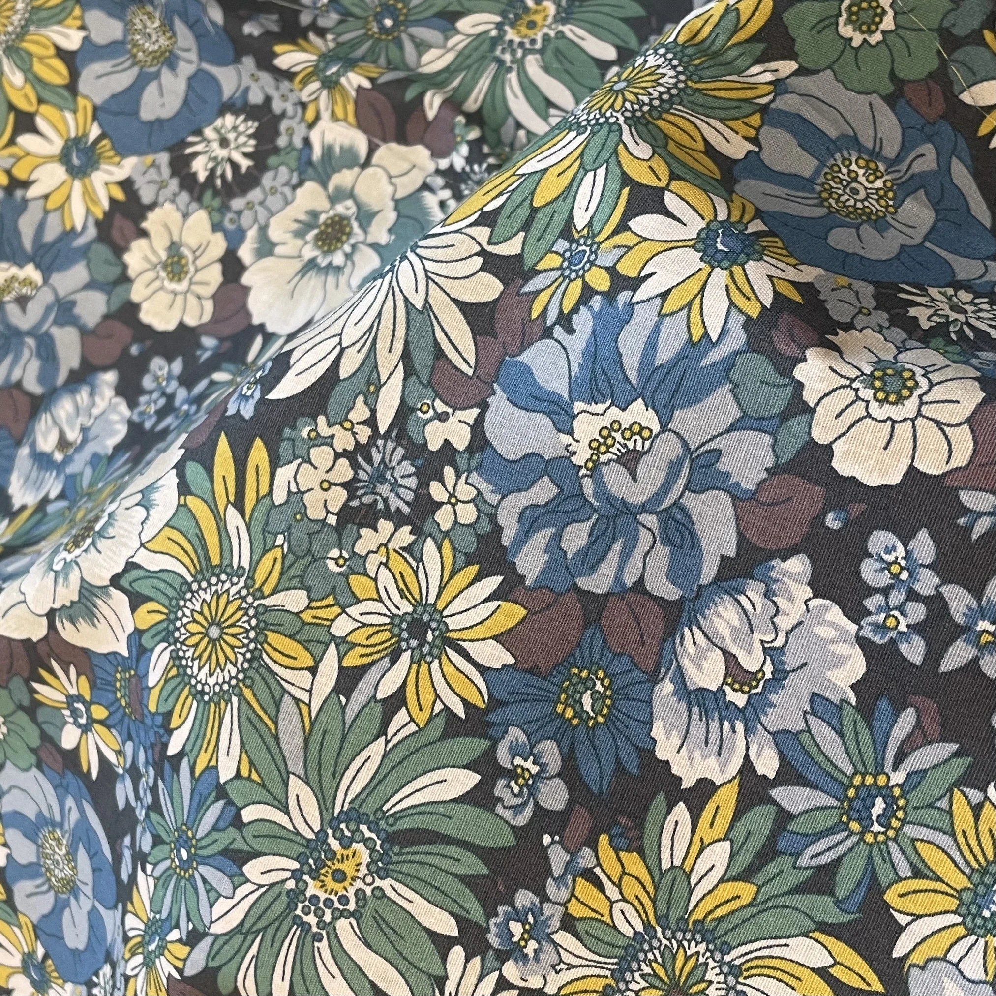 Pastoral Sunflower 40S Cotton Poplin Fabric For Kids Baby Sewing Cloth Dresses Skirt DIY Handmade Patchwork Meter