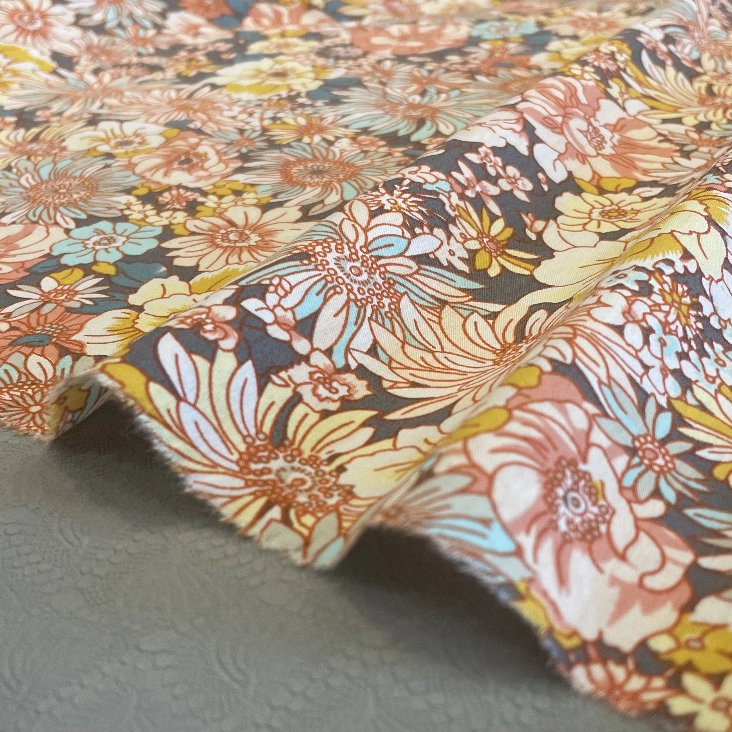 Pastoral Sunflower 40S Cotton Poplin Fabric For Kids Baby Sewing Cloth Dresses Skirt DIY Handmade Patchwork Meter