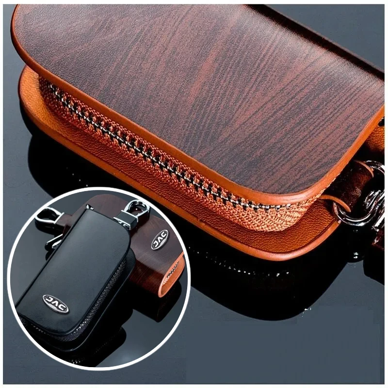 Car Key Case With Zipper Key Fob Wallet Protector Portable Auto Accessories For JAC JS4 JS6 J7 JS8 Pro E30X RF8 J3 J5 S2