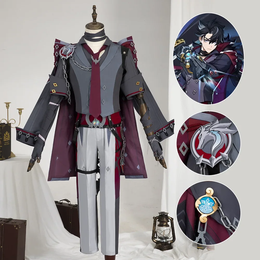 Game Genshin Impact Wriothesley Cosplay Costume Dress Up Ball Wig Halloween Carnival Party Uniform Anime Full Set of Costume