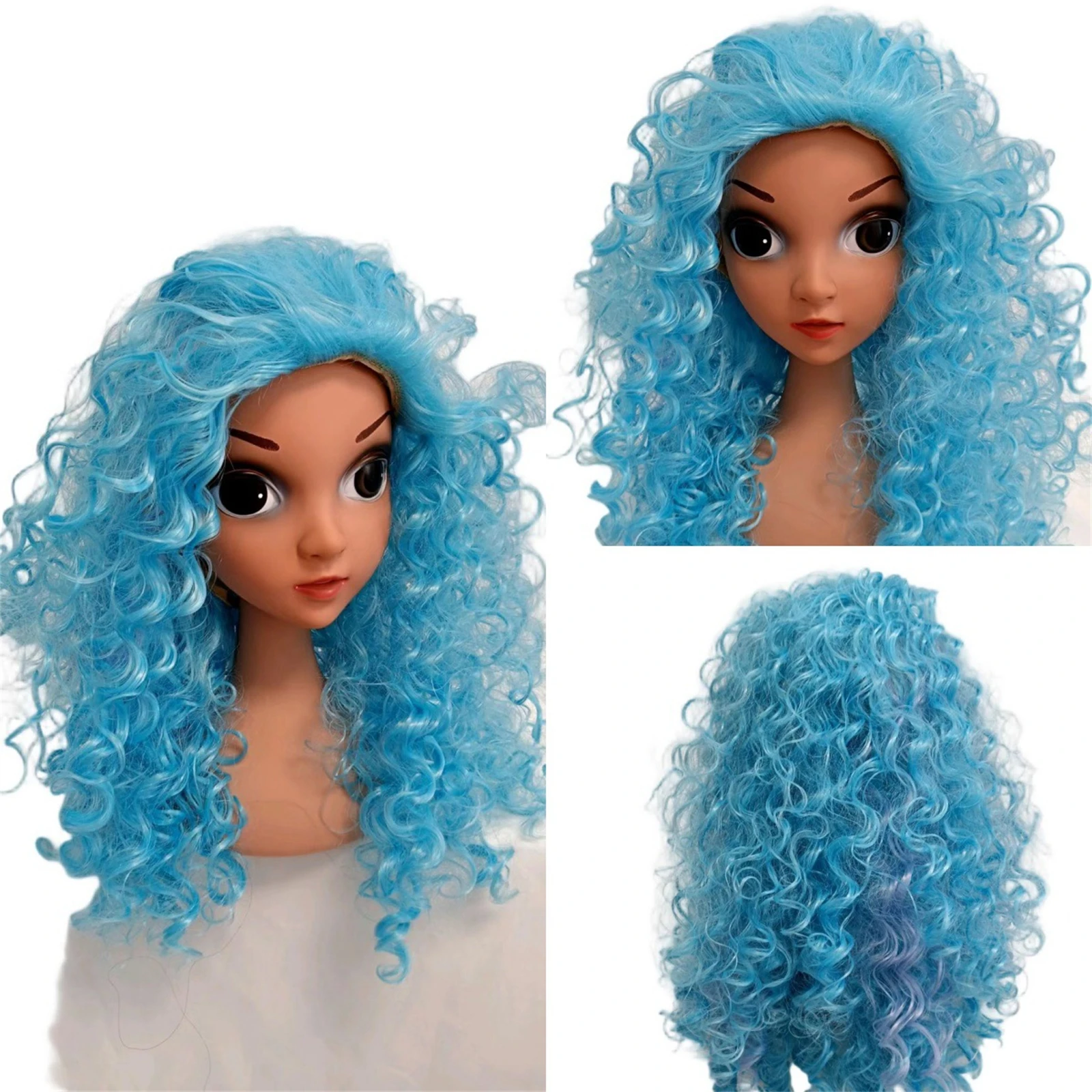 Pink Blue Chloe Red Children Cosplay Wig Kids Girl Long Wavy Fluffy Wig Heat Resistant Fiber Wig Halloween Party Fancy Dress Wig