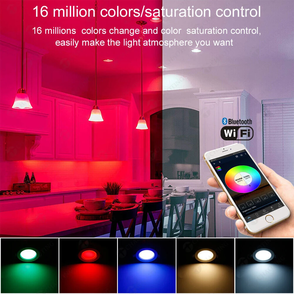 Surface Mounted Dimmable Rgb 7W 9W 12W Smart Wifi Tuya Remote Control Led Downlights With Alexa Google Speech Control Downlights