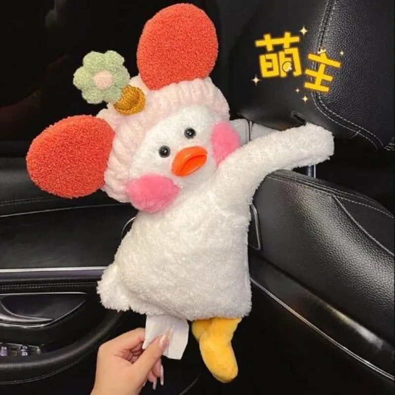 Adorable Duck Plush Car Hanging Tissue Box Charming Interior Decor