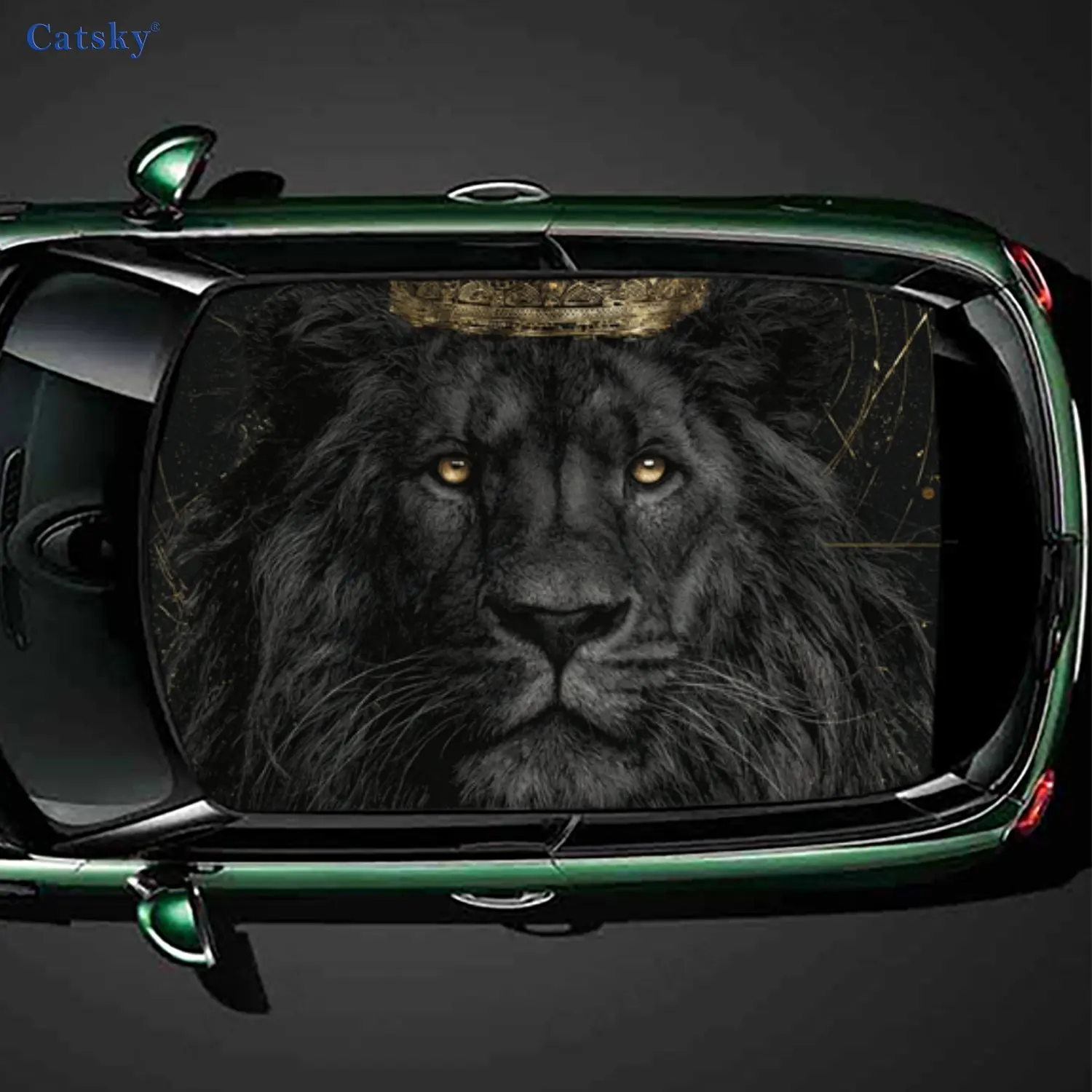 Golden Crown Lion Royal Charm Car Roof Sticker, PVC Self-Adhesive Waterproof Car Vinyl Decal, Car Decoration Protection Stickers