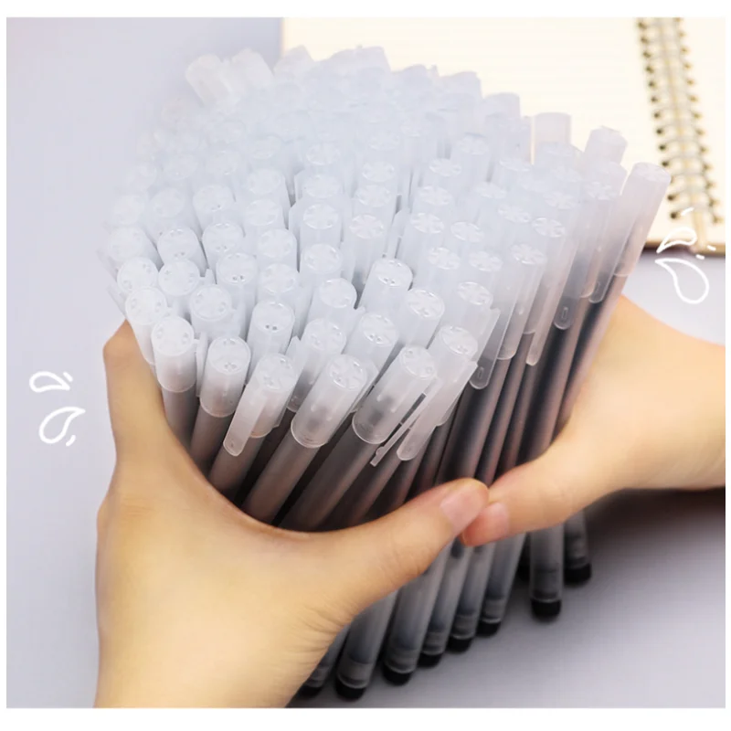 20PCS Clear Frosted Gel Pen Student Writing Carbon Black Exam Office Signature School Stationery Supplies