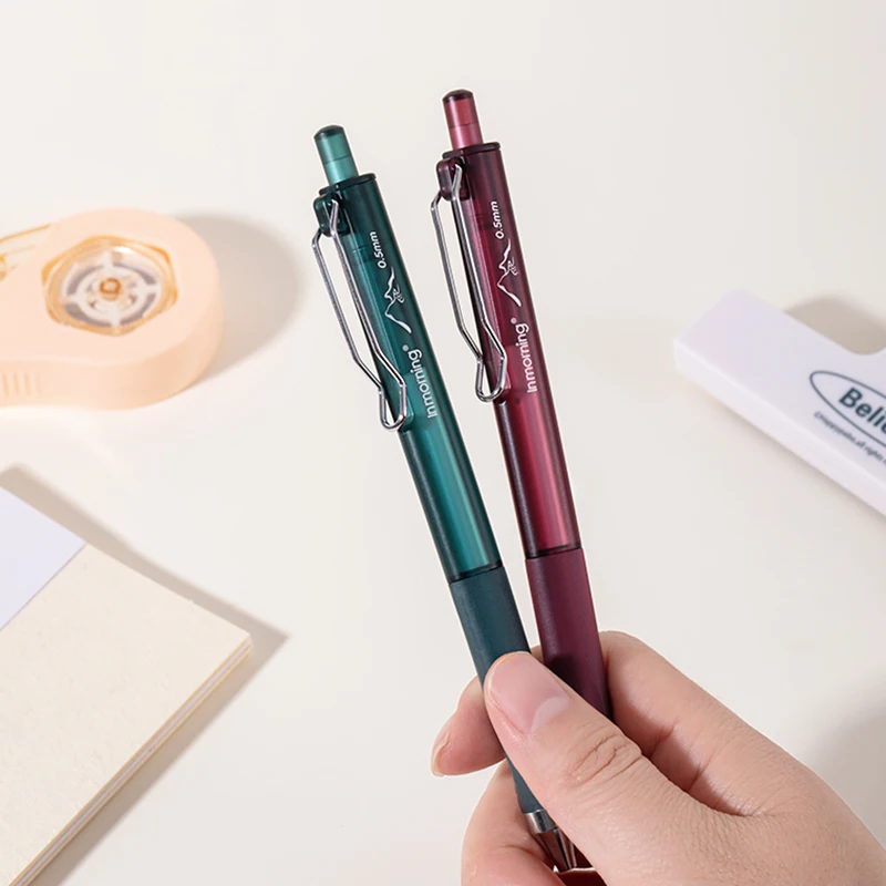 3Pcs/Box Dark Tone Press Gel Pen Low Center of Gravity ST Nib Large Capacity with Soft Grip for Student Exam & Note Taking