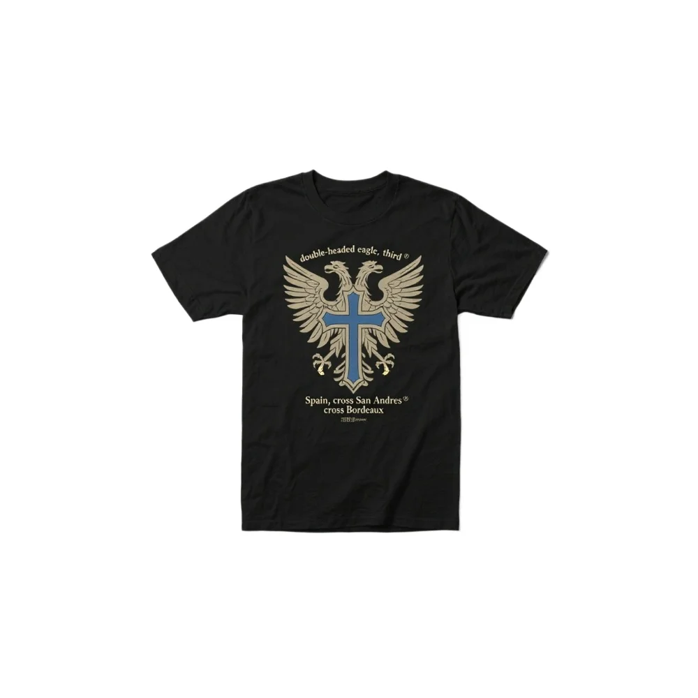 double-headed eagle, third, Spain, cross San Andres, cross Bordeaux short-sleeved T-shirt and round neck men, cotton,  T-shirt .