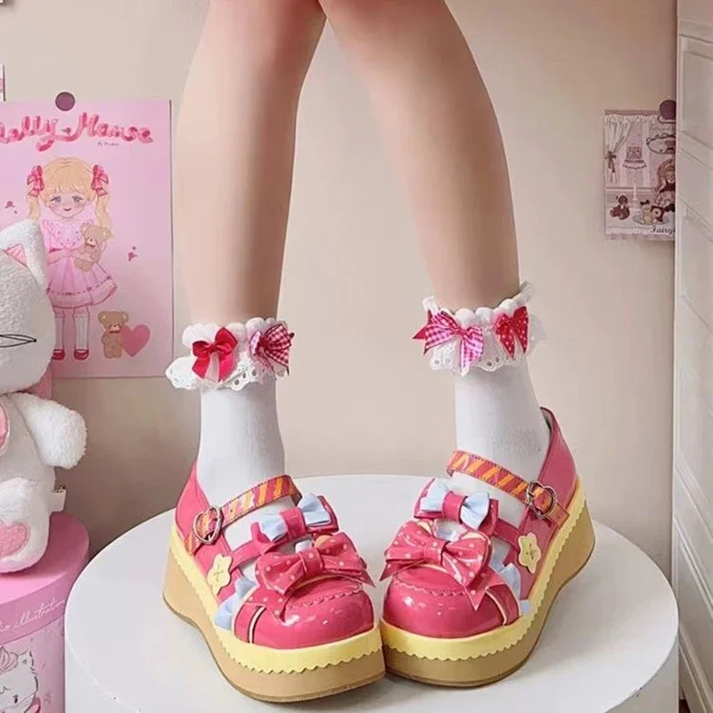 Sweet Women's Mary Jane Shoe New Exquisite Lolita Bow Casual Shoes for Woman Fashion Platform Shoes Designer Shoes Zapatos Mujer