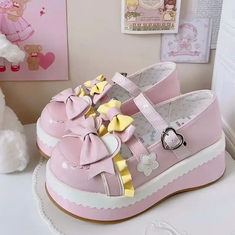 Sweet Women's Mary Jane Shoe New Exquisite Lolita Bow Casual Shoes for Woman Fashion Platform Shoes Designer Shoes Zapatos Mujer