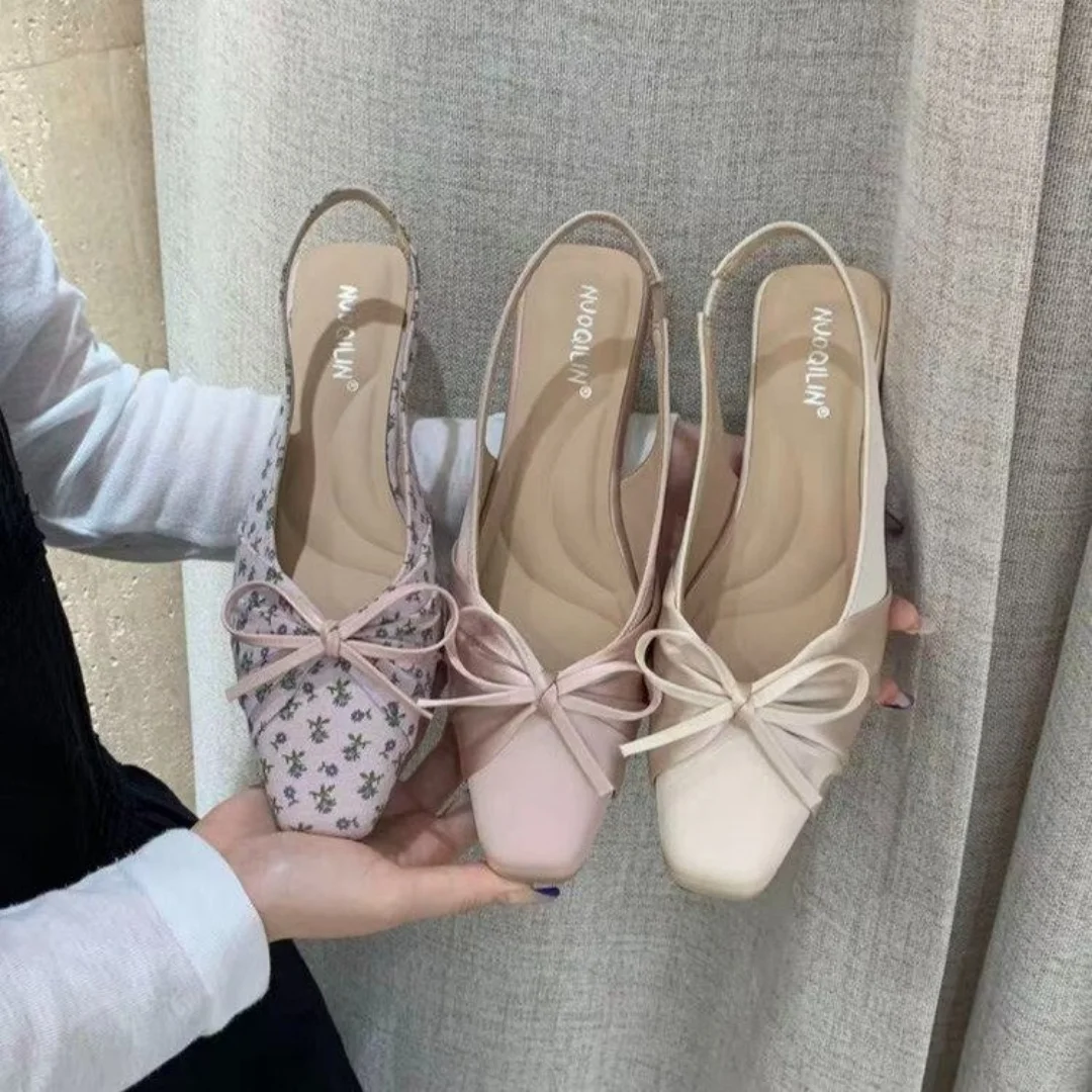 2026 New Spring Autumn French Style Closed Toe Block Heel Mary Jane Shoes Backless Elegant Daily Sandals For Women