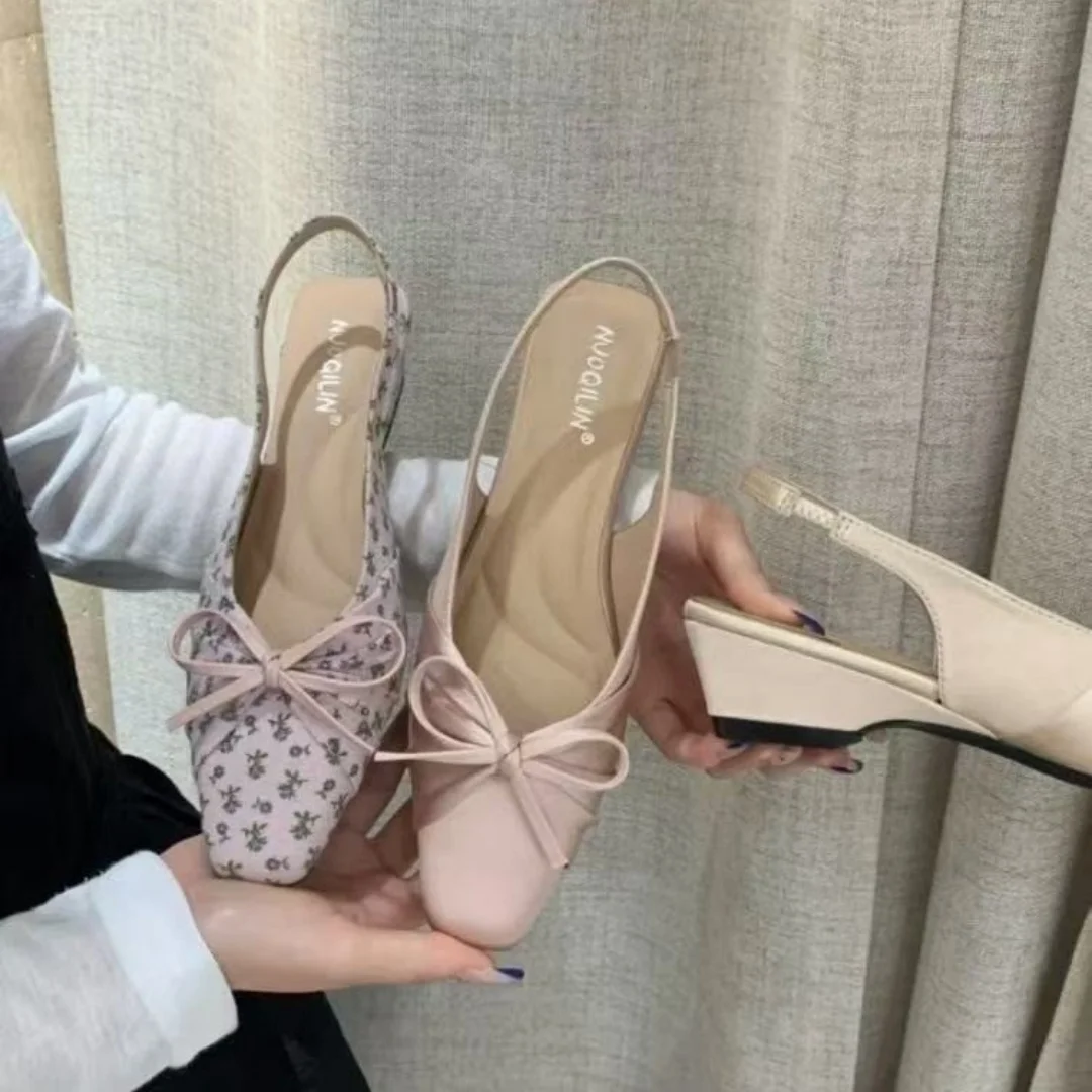 2026 New Spring Autumn French Style Closed Toe Block Heel Mary Jane Shoes Backless Elegant Daily Sandals For Women