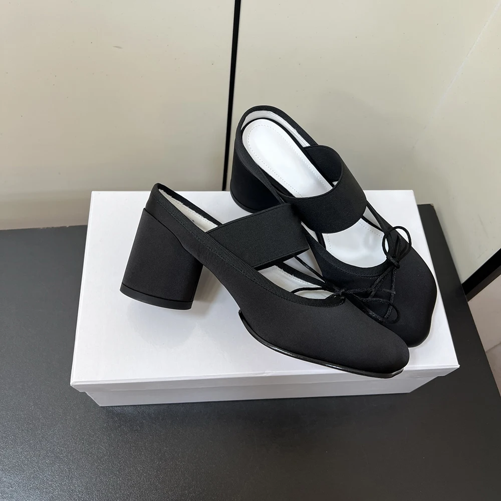 Designer Summer Flats Women's Shoes Genuine Leather Mary Janes with Chunky Heel Fashionable Casual Style Single Shoes