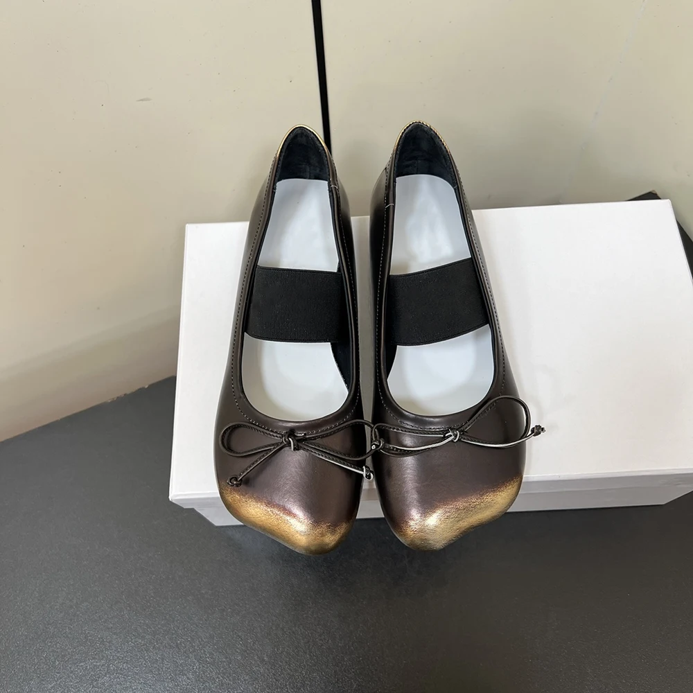 Designer Summer Flats Women's Shoes Genuine Leather Mary Janes with Chunky Heel Fashionable Casual Style Single Shoes