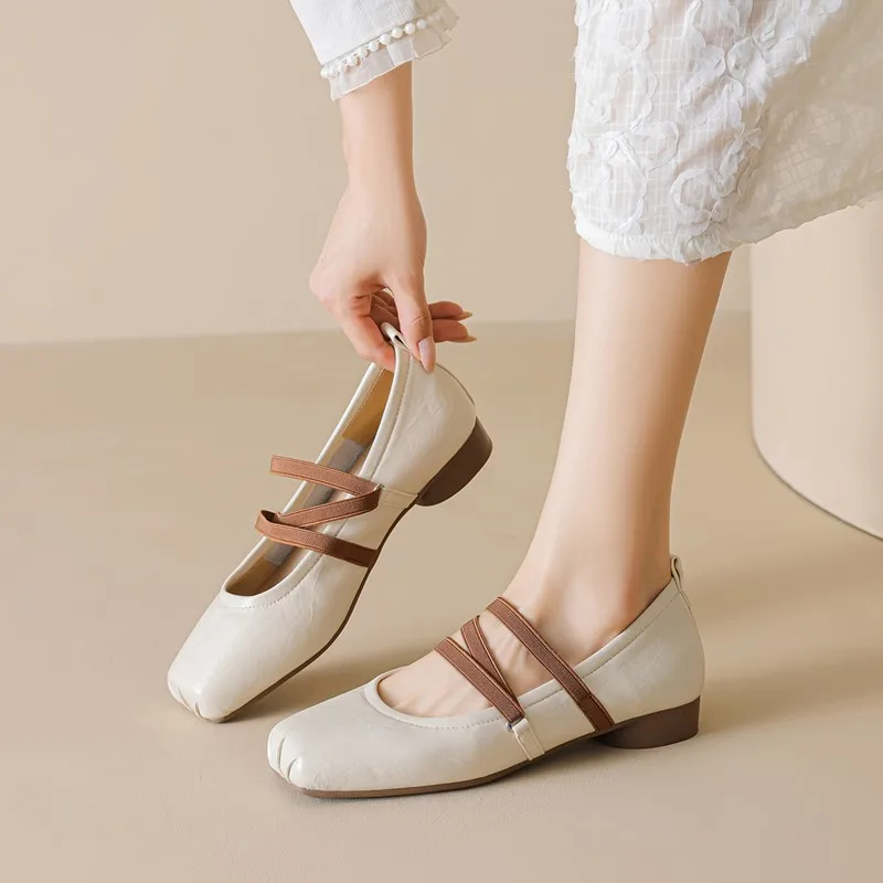 DIMANYU Mary Jane Shoes Women Square Head 2026 Autumn New Ballet Shoes Women Large Size Low-heel Women's Shoes
