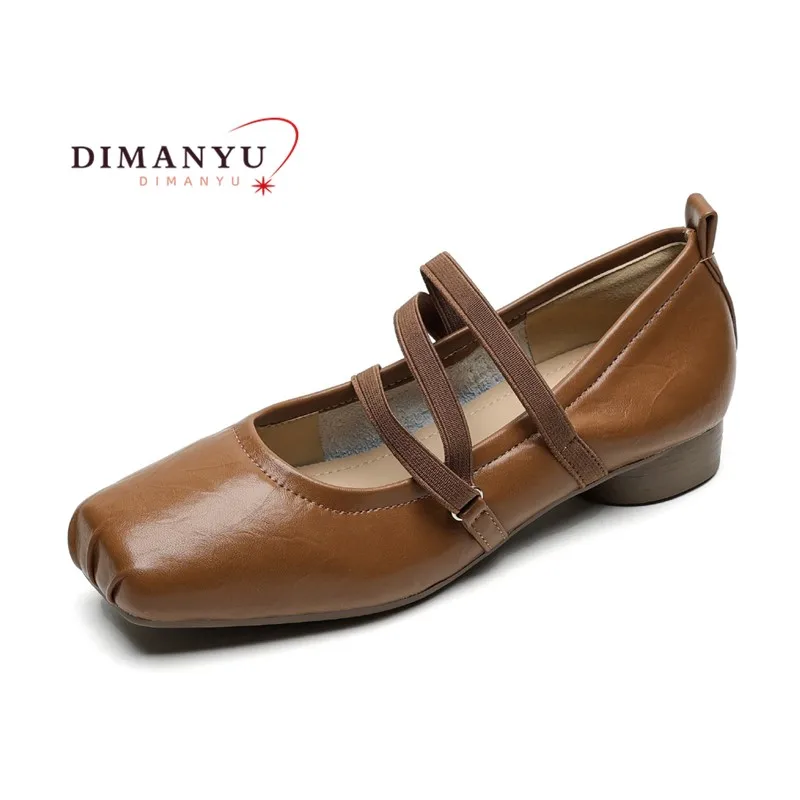 DIMANYU Mary Jane Shoes Women Square Head 2026 Autumn New Ballet Shoes Women Large Size Low-heel Women's Shoes