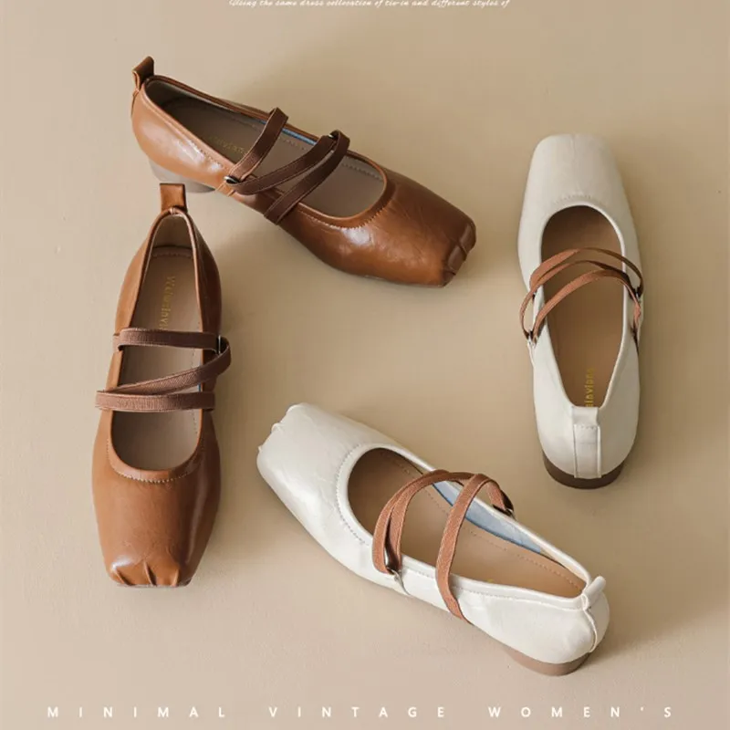 DIMANYU Mary Jane Shoes Women Square Head 2026 Autumn New Ballet Shoes Women Large Size Low-heel Women's Shoes