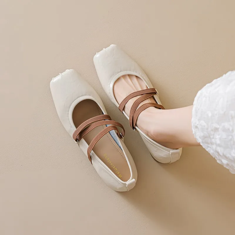DIMANYU Mary Jane Shoes Women Square Head 2026 Autumn New Ballet Shoes Women Large Size Low-heel Women's Shoes