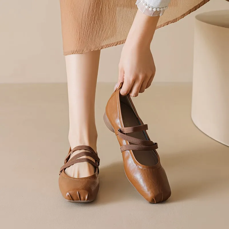 DIMANYU Mary Jane Shoes Women Square Head 2026 Autumn New Ballet Shoes Women Large Size Low-heel Women's Shoes