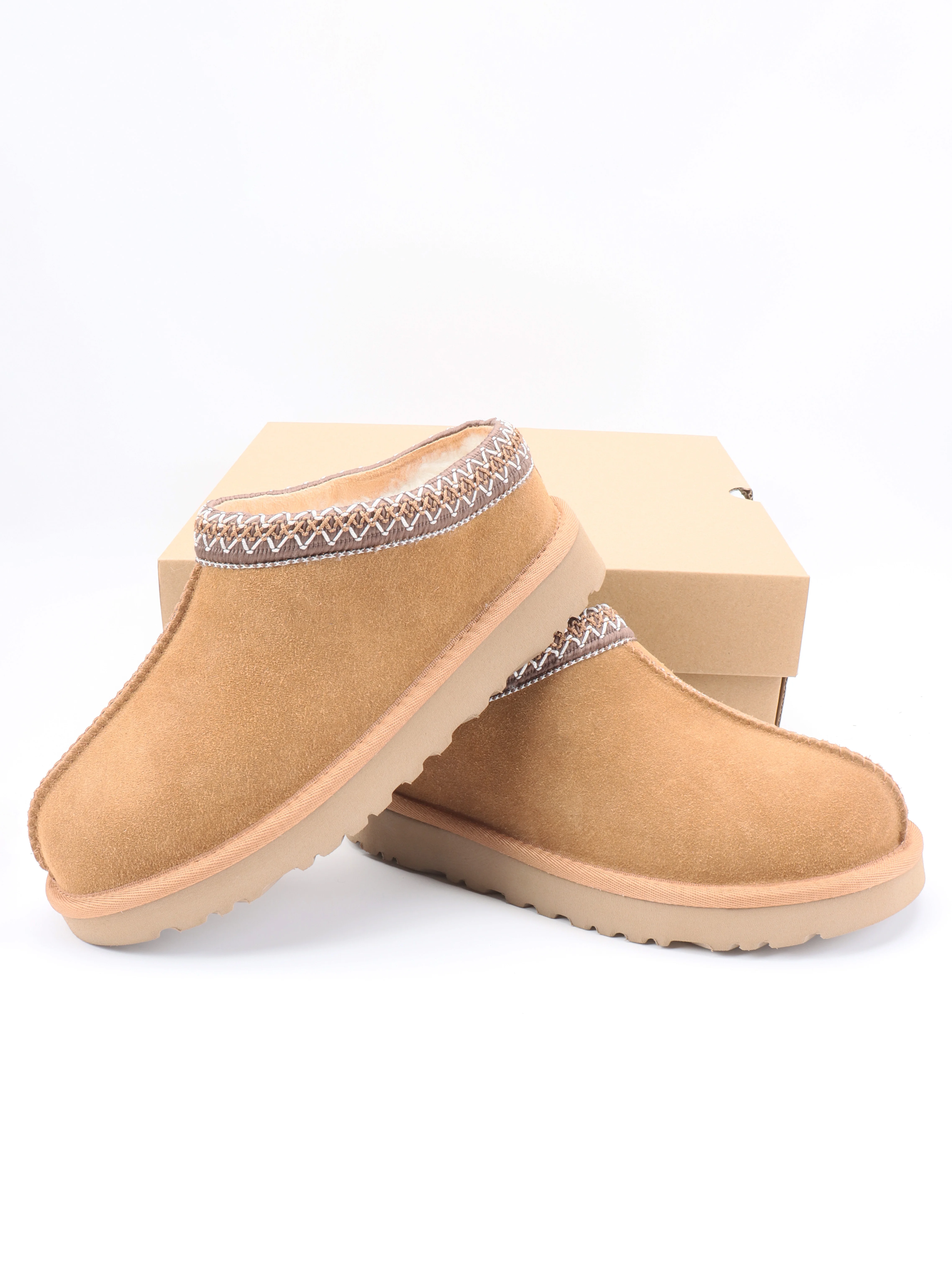 Women's Genuine Cow Suede Wool Lining Slippers Winter Warm Platform Mules EVA High-Elastic Sole Indoor Outdoor Slip-on Shoes