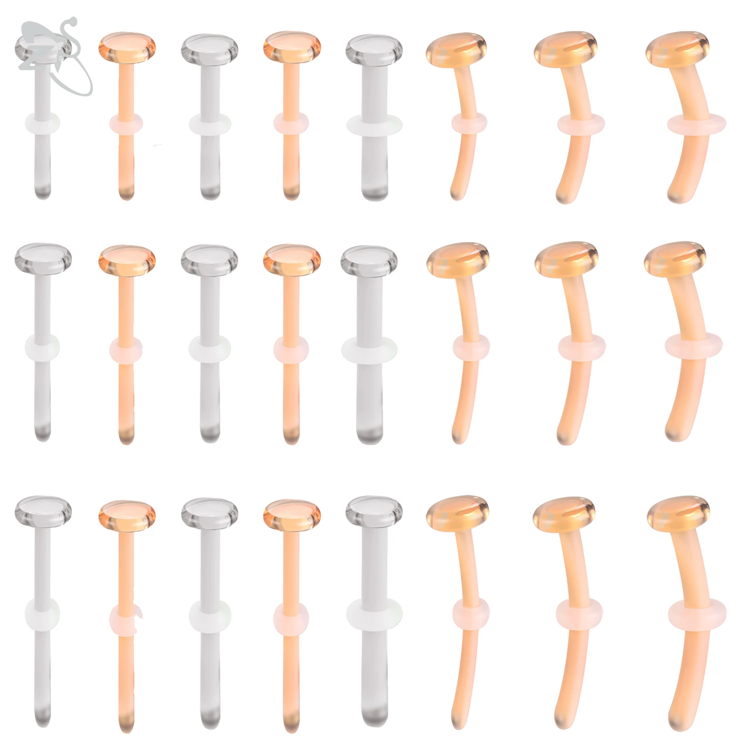 ZS 1PC Transparent Color Glass Nose Stud Nose Piercing I Shape Nostril Piercing 14G/16G/20G Eyebrows Lips And Belly Button Ring