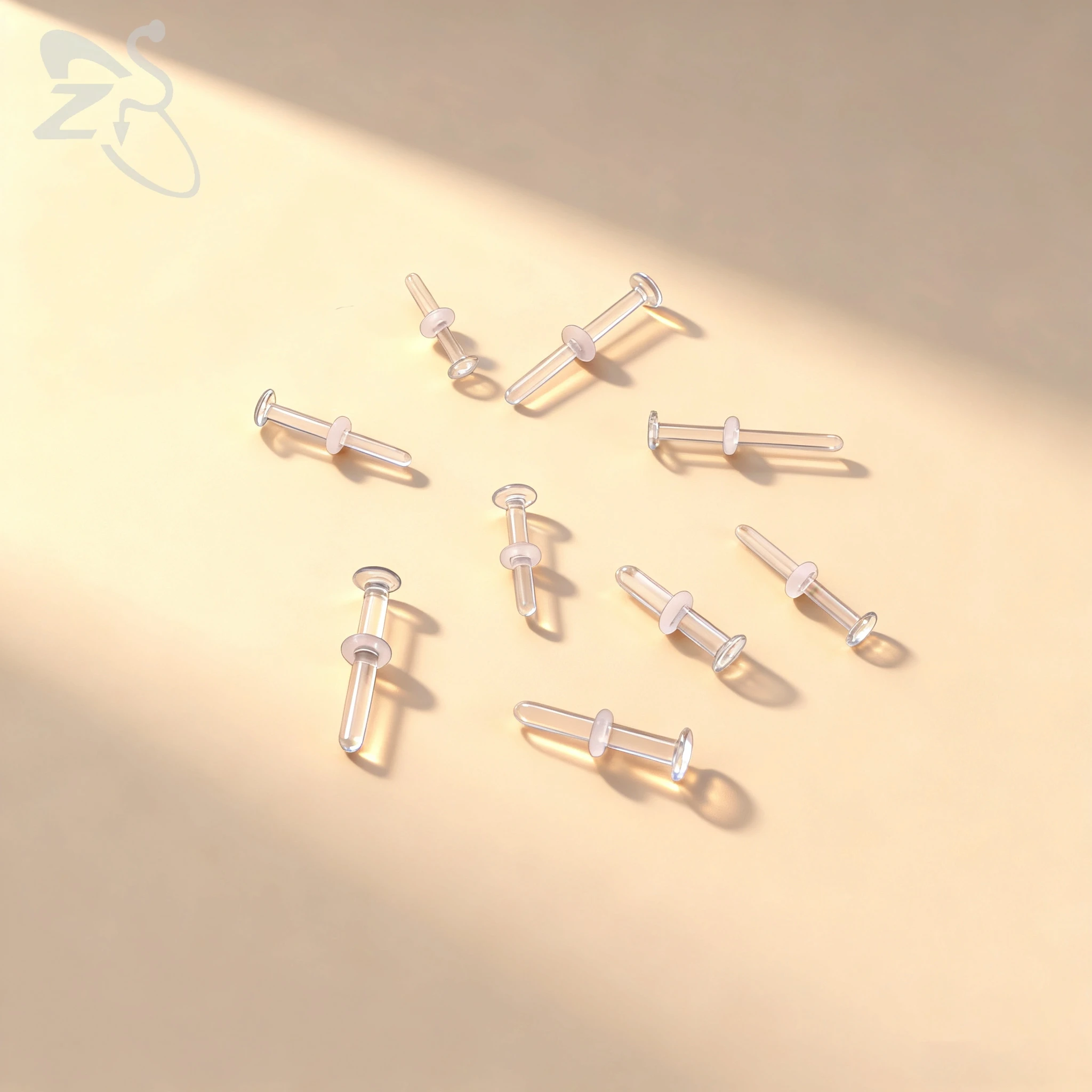 ZS 1PC Transparent Color Glass Nose Stud Nose Piercing I Shape Nostril Piercing 14G/16G/20G Eyebrows Lips And Belly Button Ring