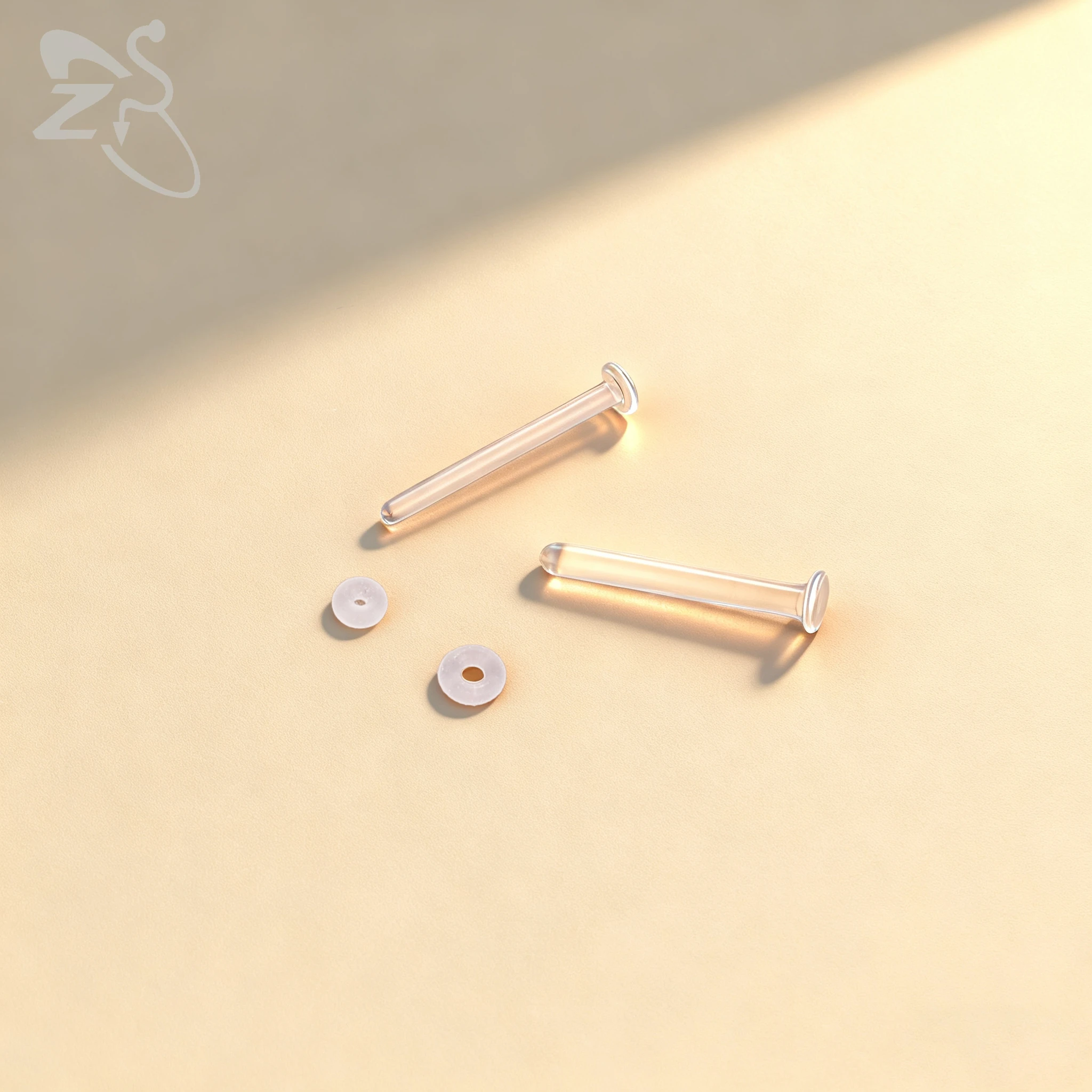 ZS 1PC Transparent Color Glass Nose Stud Nose Piercing I Shape Nostril Piercing 14G/16G/20G Eyebrows Lips And Belly Button Ring