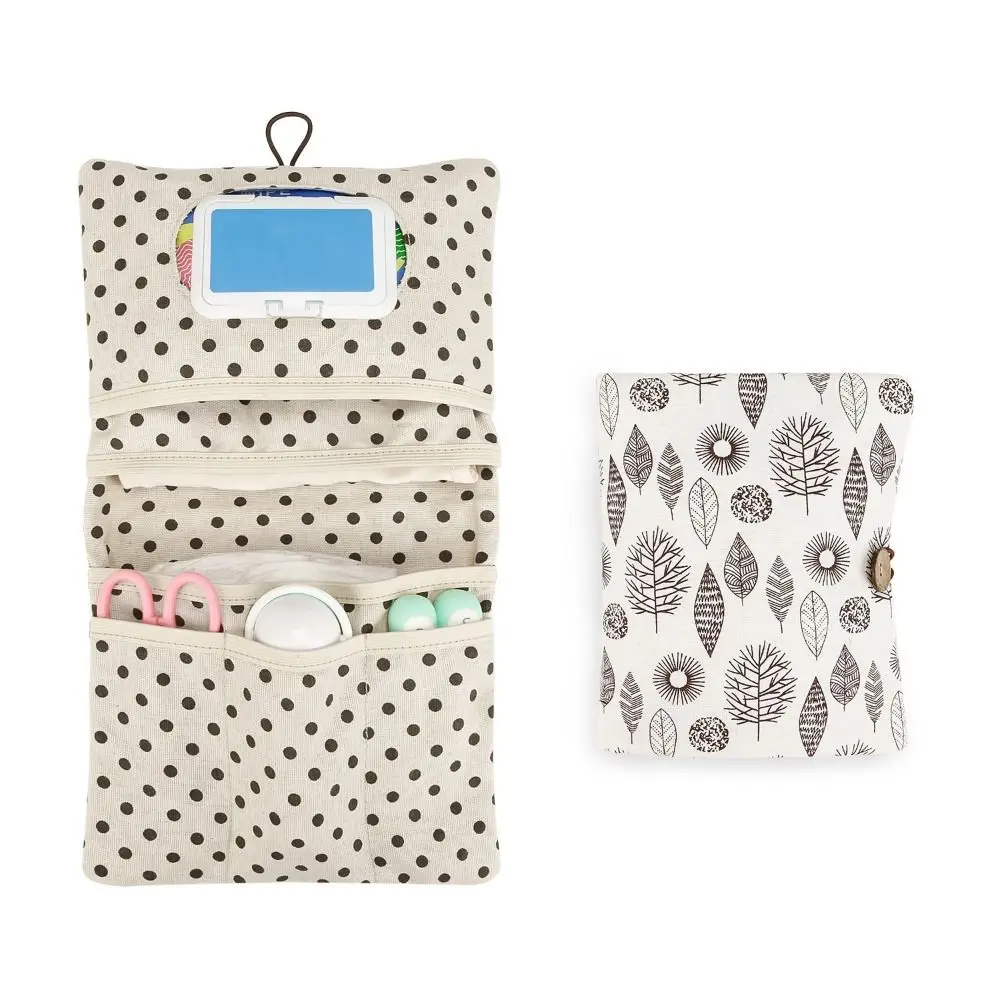 Cartoon Pattern Baby Diapers Storage Pouch Portable Multi-Compartment Stroller Storage Bags Foldable Soft
