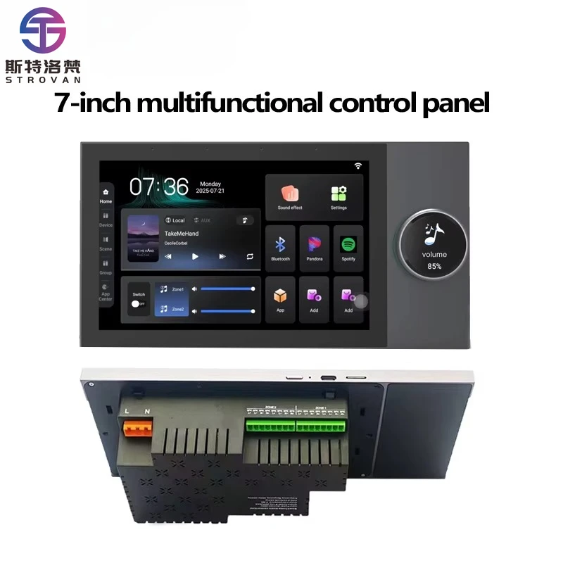 7 Inch Android 11  Voice  Smart Home Control Panel Built in E-share Zigbee Hub WiFi Audio Wall Amplifiers Music System