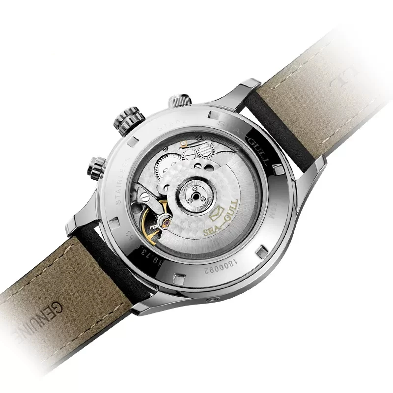 SeaGull Dual Time Zone Man Watch Day-Date Calendar Automatic Mechanical Wristwatches 42mm 50M Waterproof Watches for Man 6063
