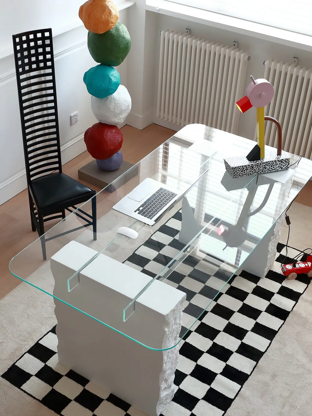 Dining table Italian household light luxury Nordic imitation stone glass dining table rectangular oval island