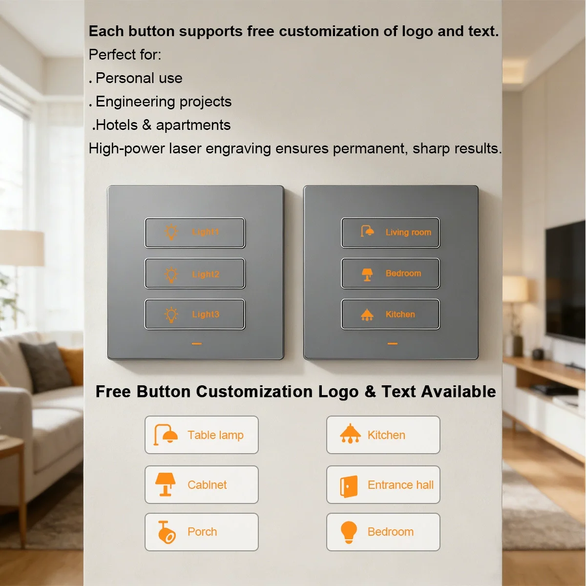 Tuya European/American Smart Button Switch For Home/Hotel Wifi Smart Switch Tuya App Control Alexa Google Home Voice Control
