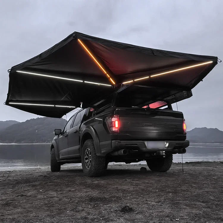 270 Degree Car Side Awning with LED Lights Aluminum Alloy Frame 600D Oxford Fabric 360 Degree 4x4 Truck Trailer Side Awning