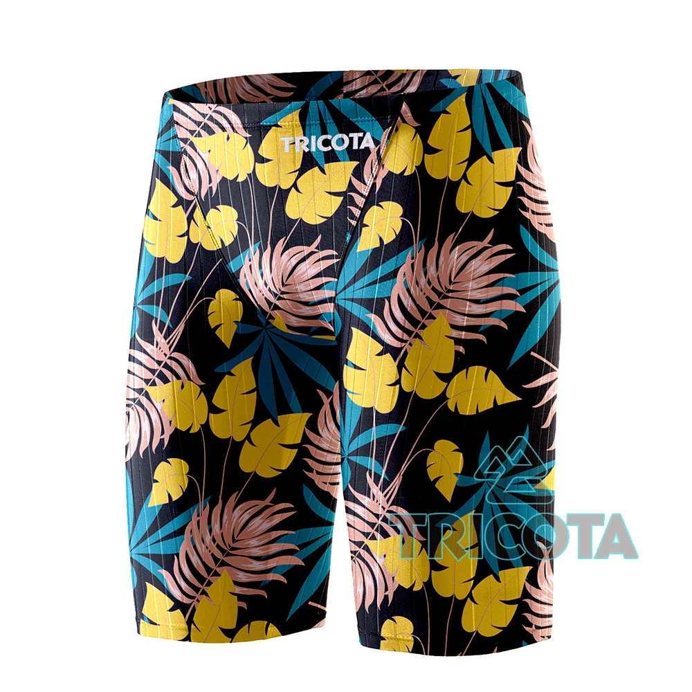 Men Jammers Swimwear Pro Athletic Training Surfing Fitness Endurance Solid Swimming Trunks Summer Team Competition Swim Shorts