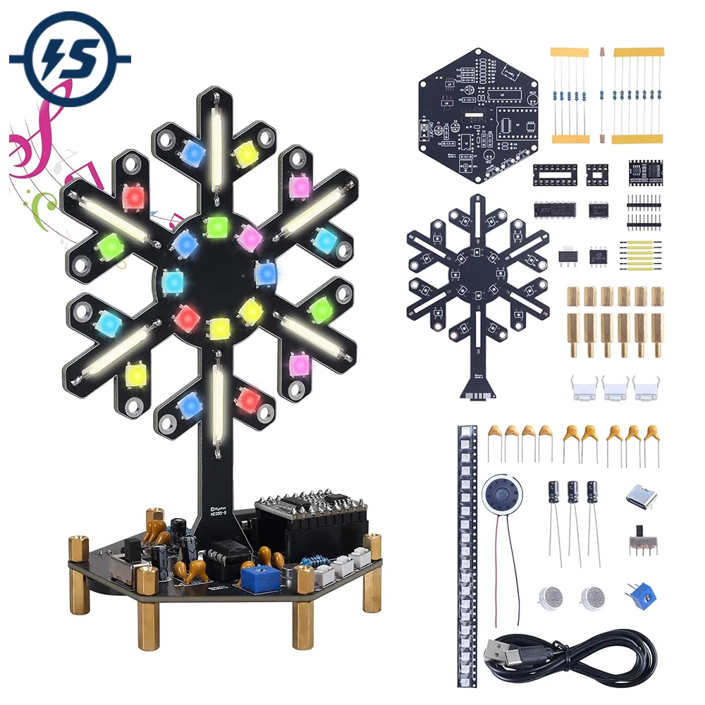 Voice Control Spectrum Light Soldering Practice Kit DIY LED Light Electronic Projects for School Class Learning Xmas Home Decor