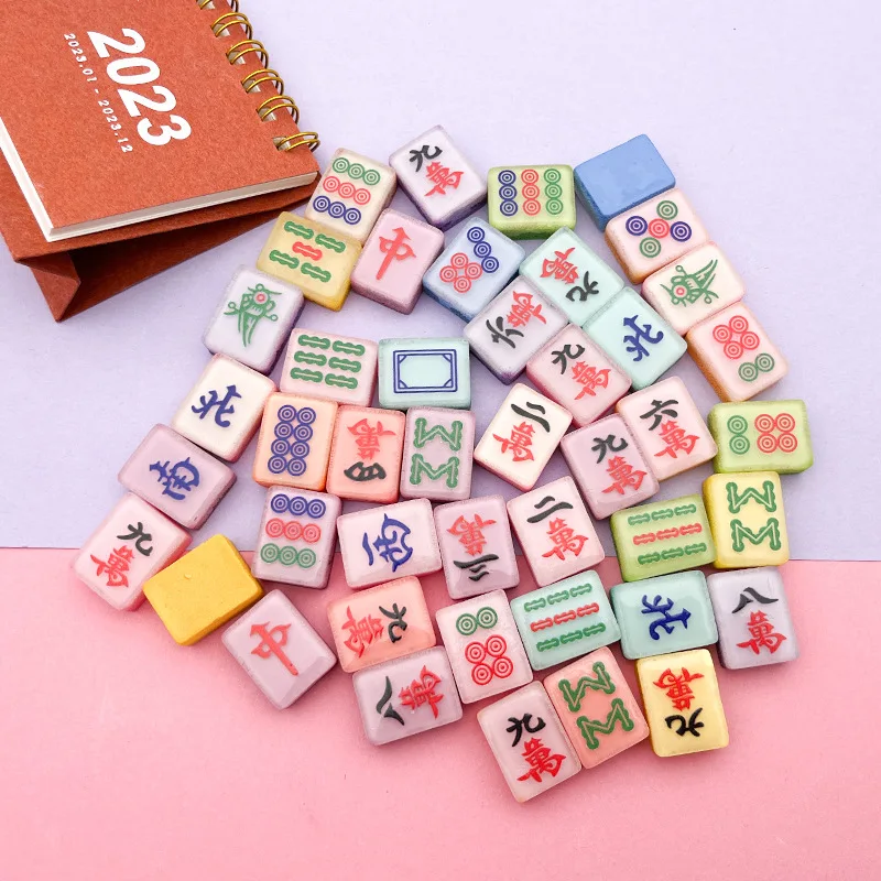 3/5/10/20 PCS Funny Spoof Simulation Small Mahjong Game glow in the dark Miniature Accessories Milk DIY Phone Case Glowing Toys
