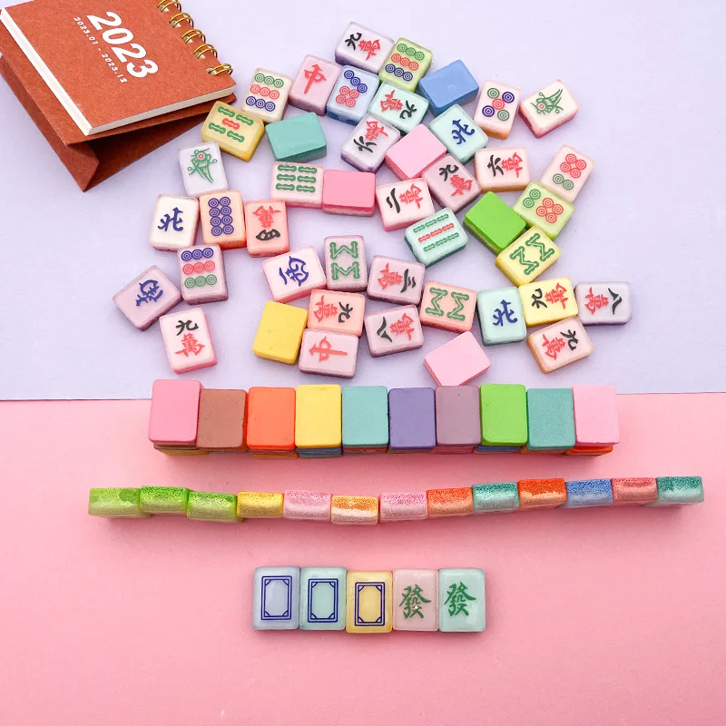 3/5/10/20 PCS Funny Spoof Simulation Small Mahjong Game glow in the dark Miniature Accessories Milk DIY Phone Case Glowing Toys