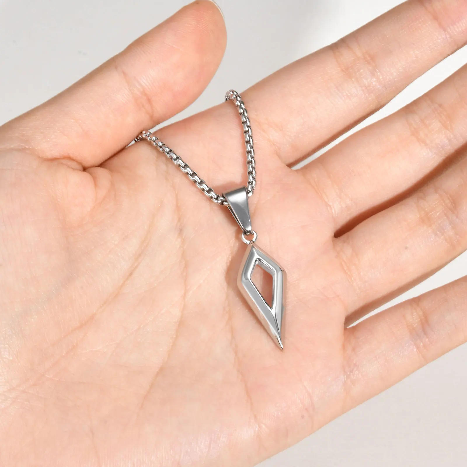 Classic Stainless Steel Four-Pointed Star Pendant Necklace for Women Men Fashionable Punk Metal Jewelry
