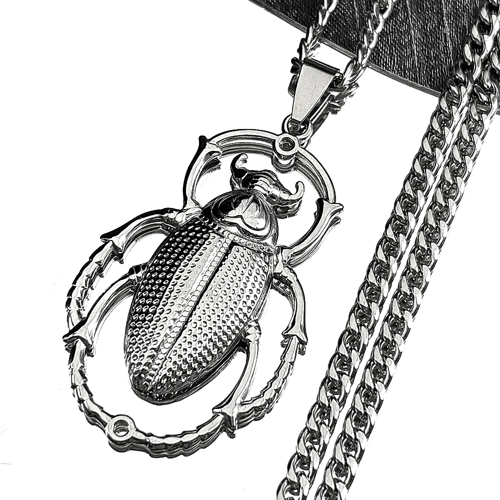 Big Scarab Beetle Pendant Necklace for Women Men Stainless Steel Gold Color Animal Insect Egyptian Chain Necklaces Gift Jewelry