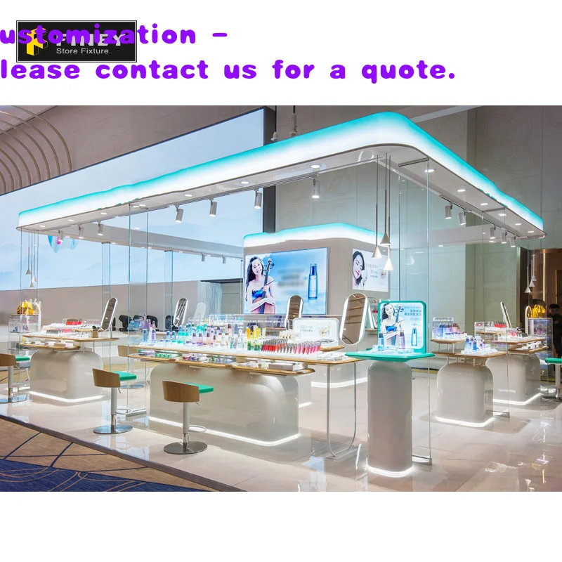 custom.Shopping Mall Cosmetic Shop Display Counter Luxury Cosmetics Kiosk Shop Interior Design