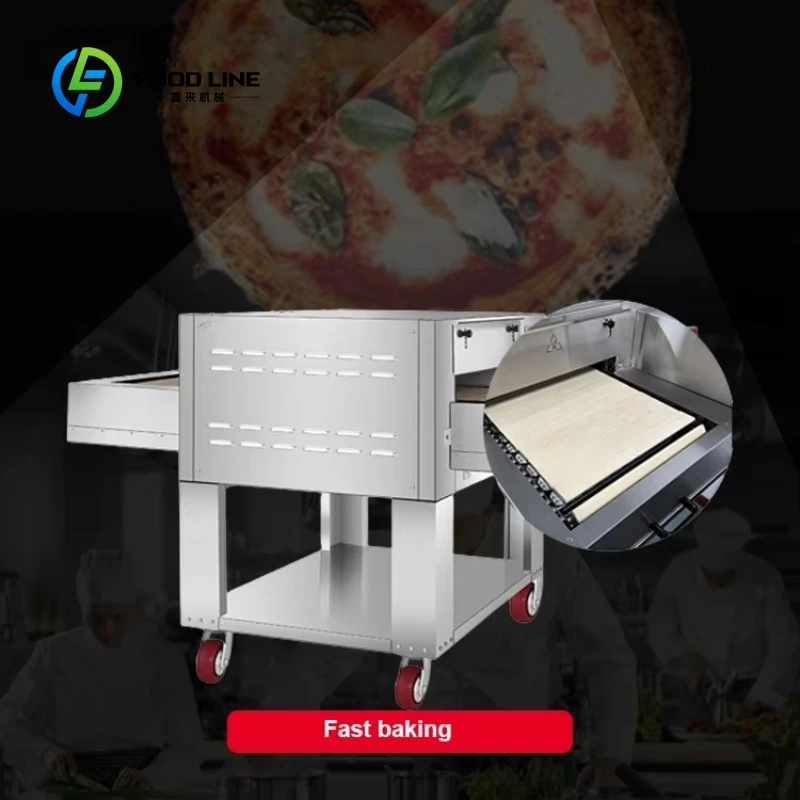 Fast 90 Second Cooking Pizza Conveyor Oven 450℃ Stone Belt Customized For Pita Naan Bakery Equipment