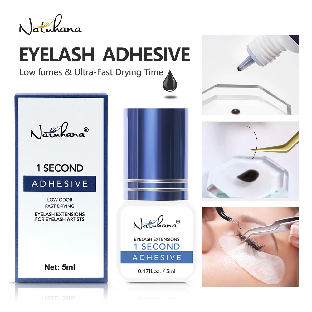 NATUHANA Floral Scent Lashes Glue Tulip Scent Adhesive for Eyelash 1s Second Fast Drying Strong False Eyelash Extension Glue