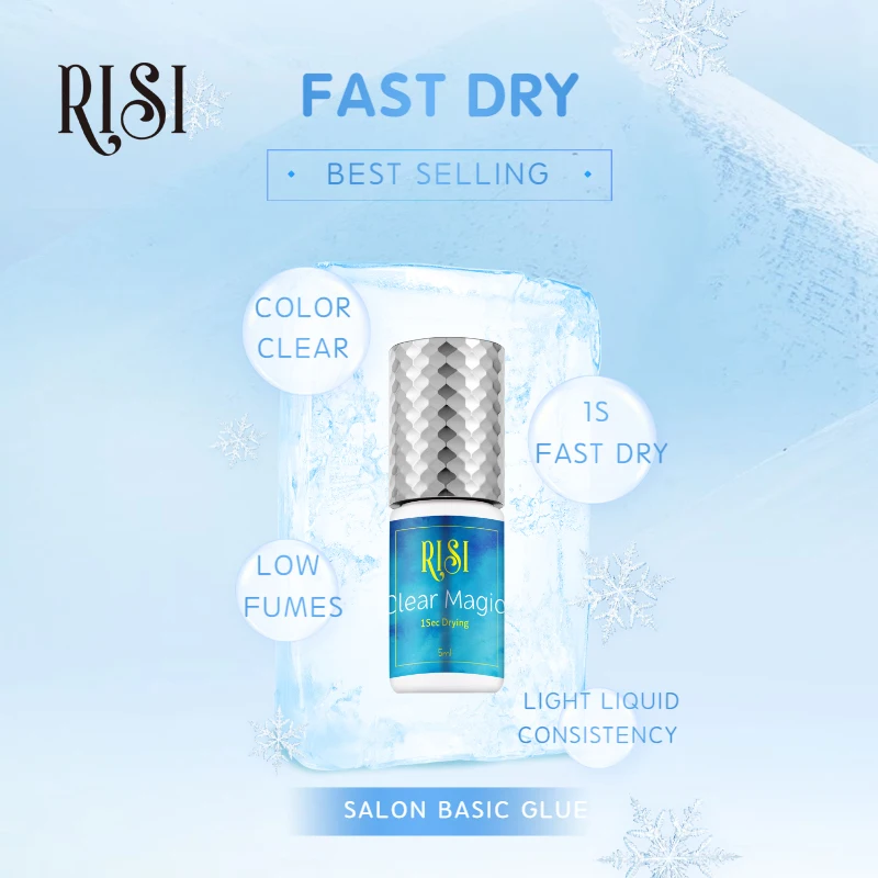 RISI Professional 1-2 Seconds Fast Dry Transparent Glue Lashes Lash Extension Glue Lash Supplies Strong Clear Lash Glue